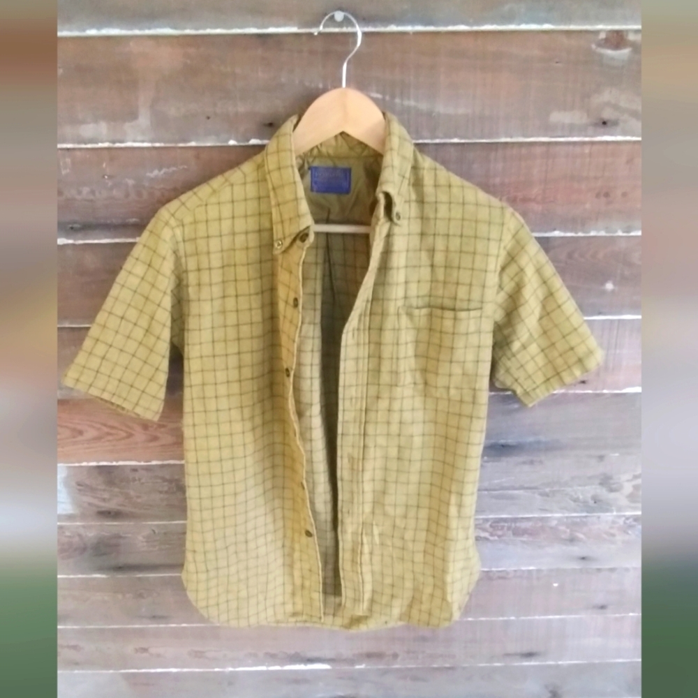 Pendleton Women's Masc Yellow Checkered Thick Wool Shirt Buffalo Check